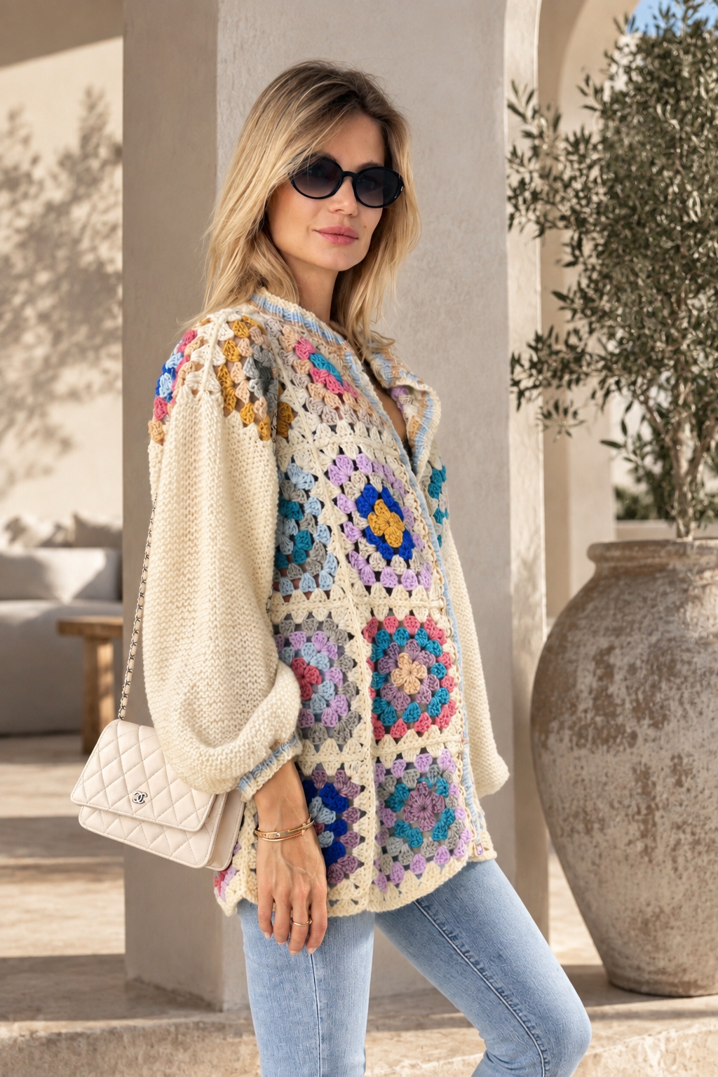 Handmade Granny Square Mohair Cardigan