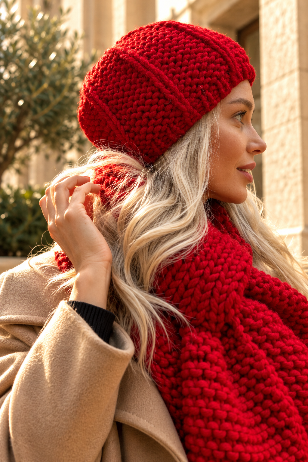 Cable Knit Wool Women Scarf And Hat. Winter Women Accessories