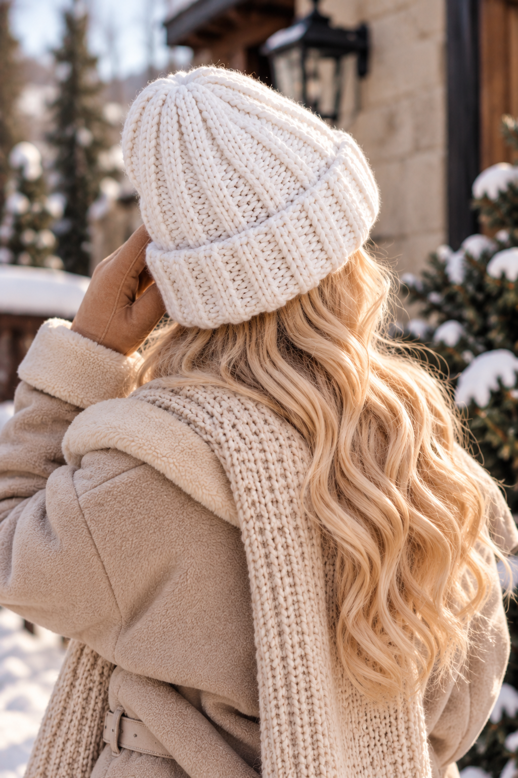 Chunky Knit Beanie - Ivory Cloud