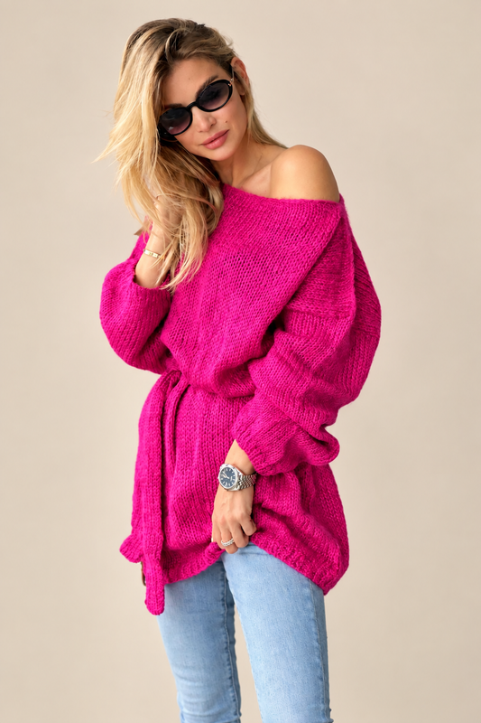 Oversized Mohair Knit Sweater – Fuchsia