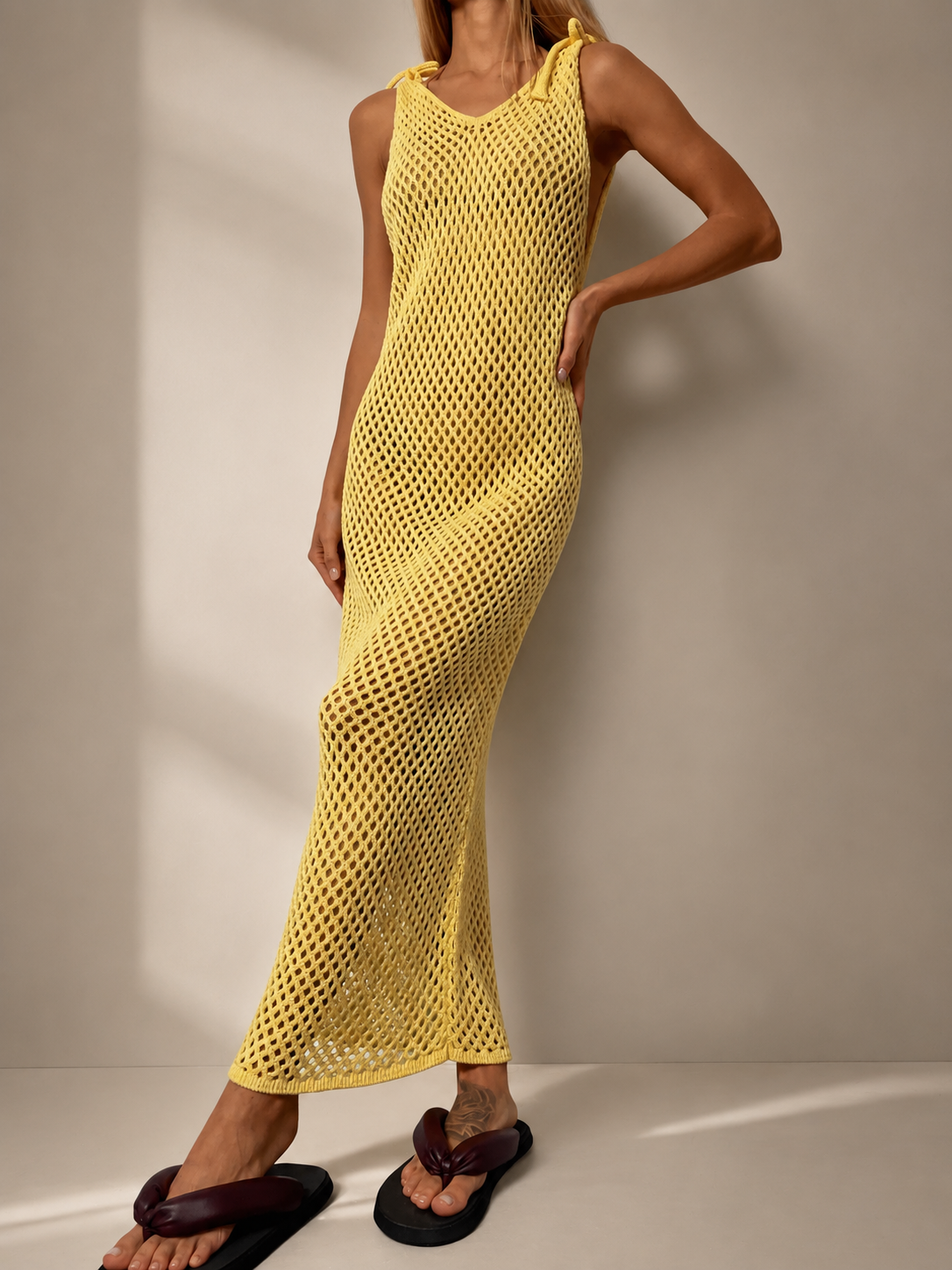 Riviera Mesh Maxi Dress - Limoncello