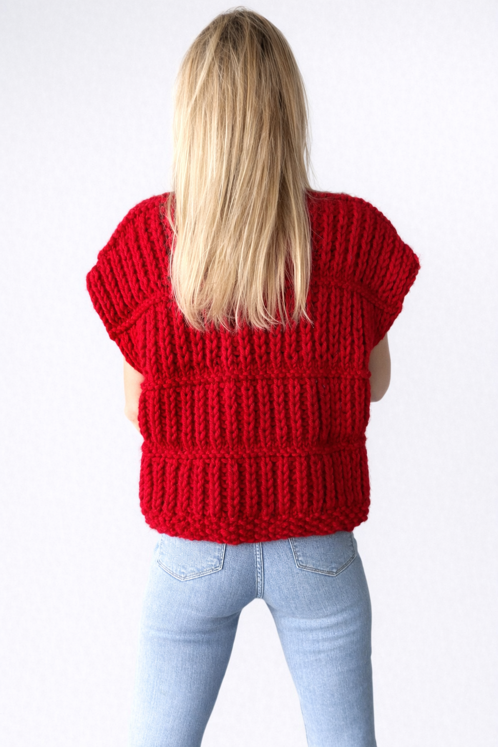 Oversized Alpaca Cable Knit Handmade Vest