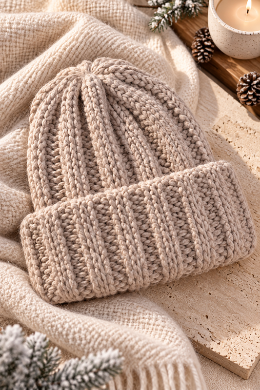 Chunky Knit Beanie - Oat Milk