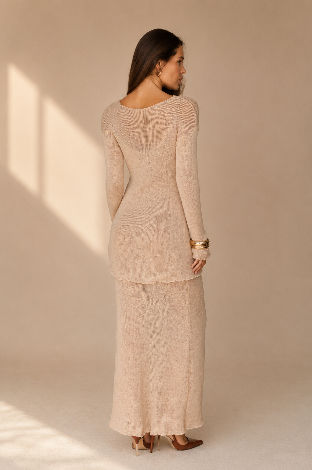 Aurelia Knit Set with Maxi Skirt - Soft Gray