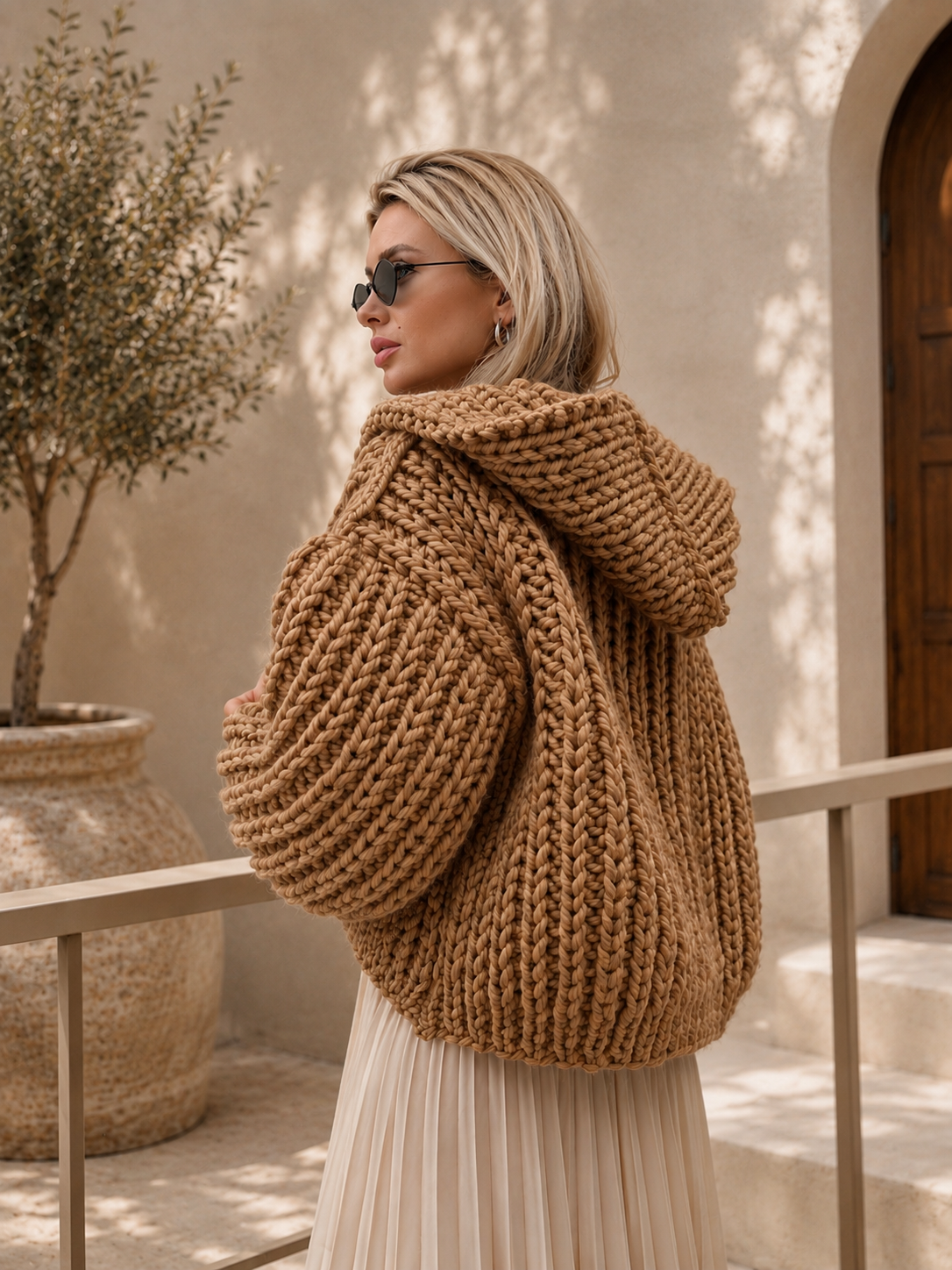 Asti Hooded Cardigan - Caramel