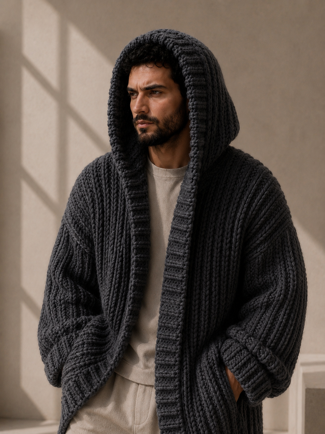 The Hudson Hooded Oat Milk
Handmade Cardigan