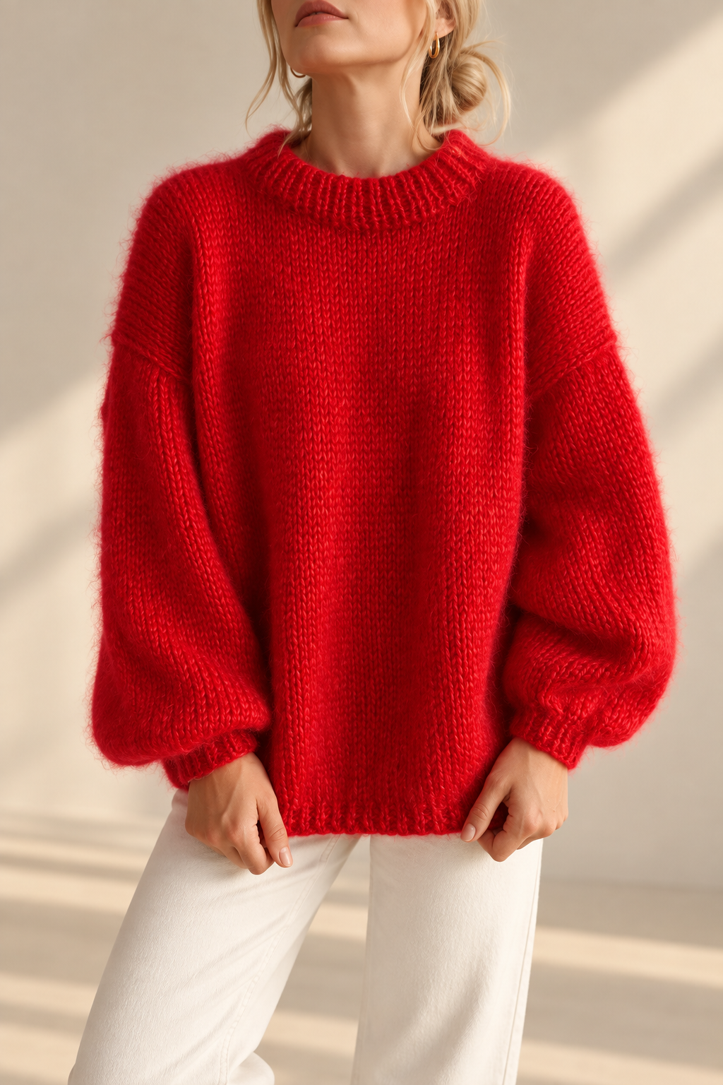Red Oversized Knit Mohair Sweater