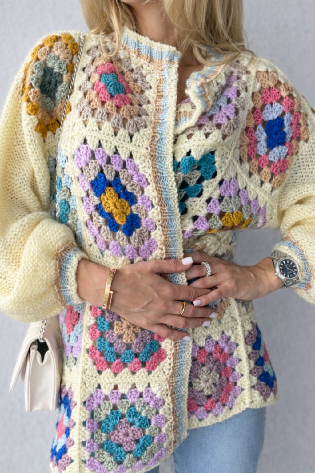 Trendy Grandma Square Style Women Cardigan