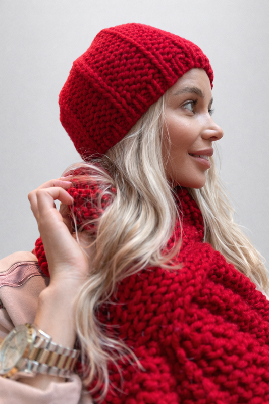 Cable Knit Wool Women Scarf And Hat. Winter Women Accessories