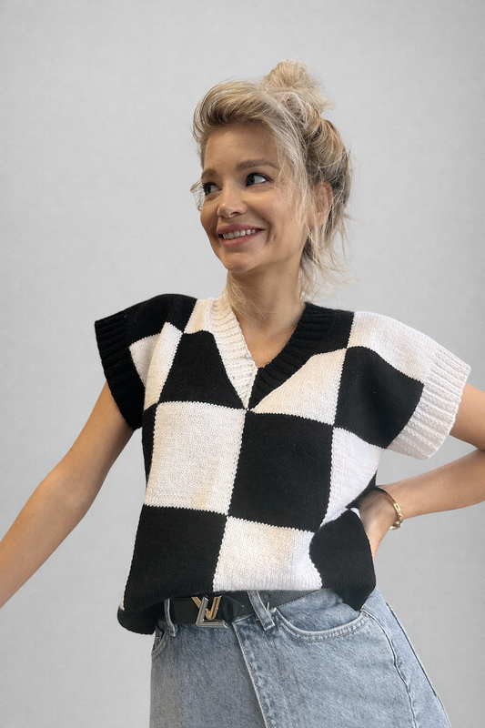 Black & White Trend Wool Vest