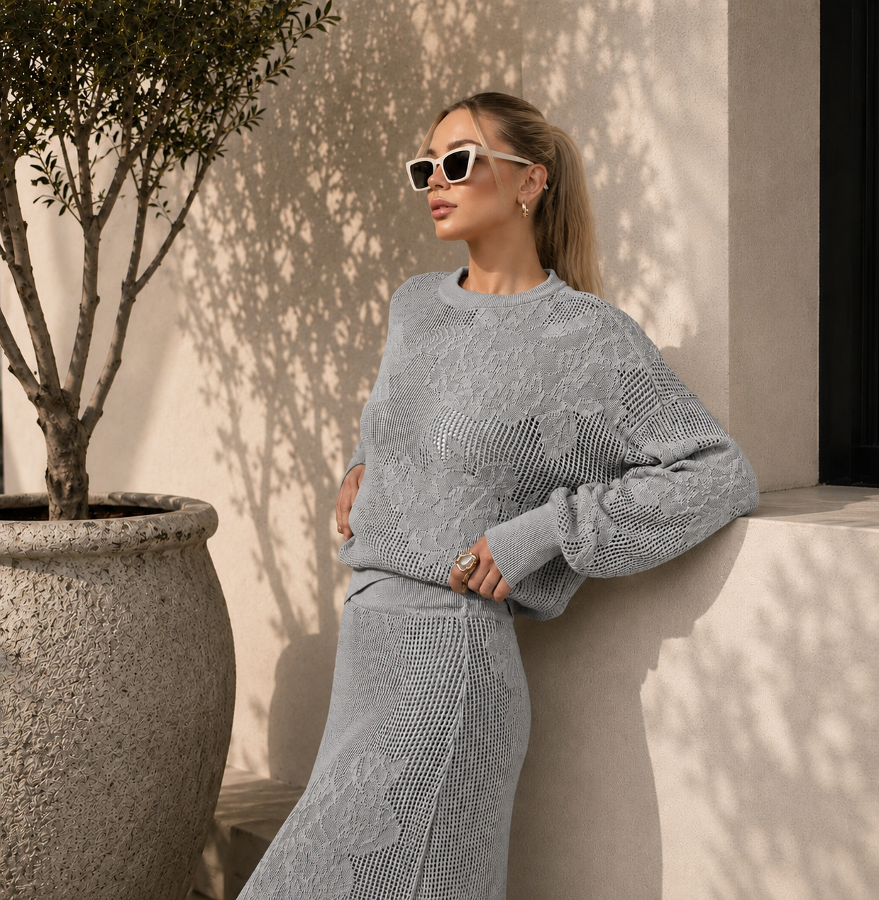 Chloe Knit Set - Soft Gray