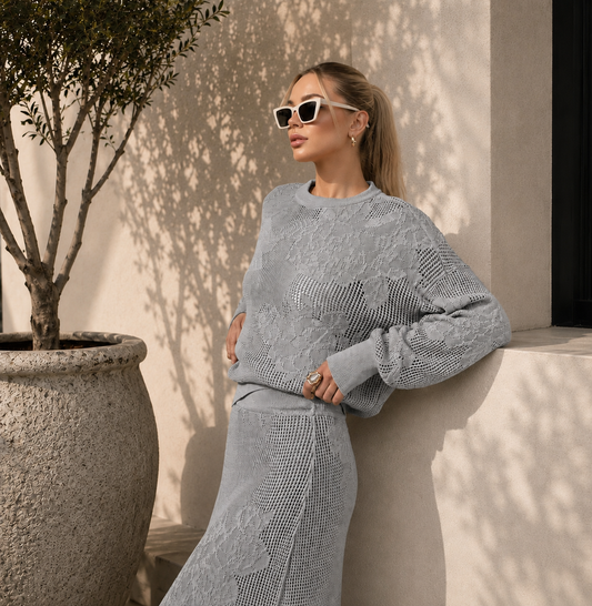 Chloe Knit Set - Soft Gray