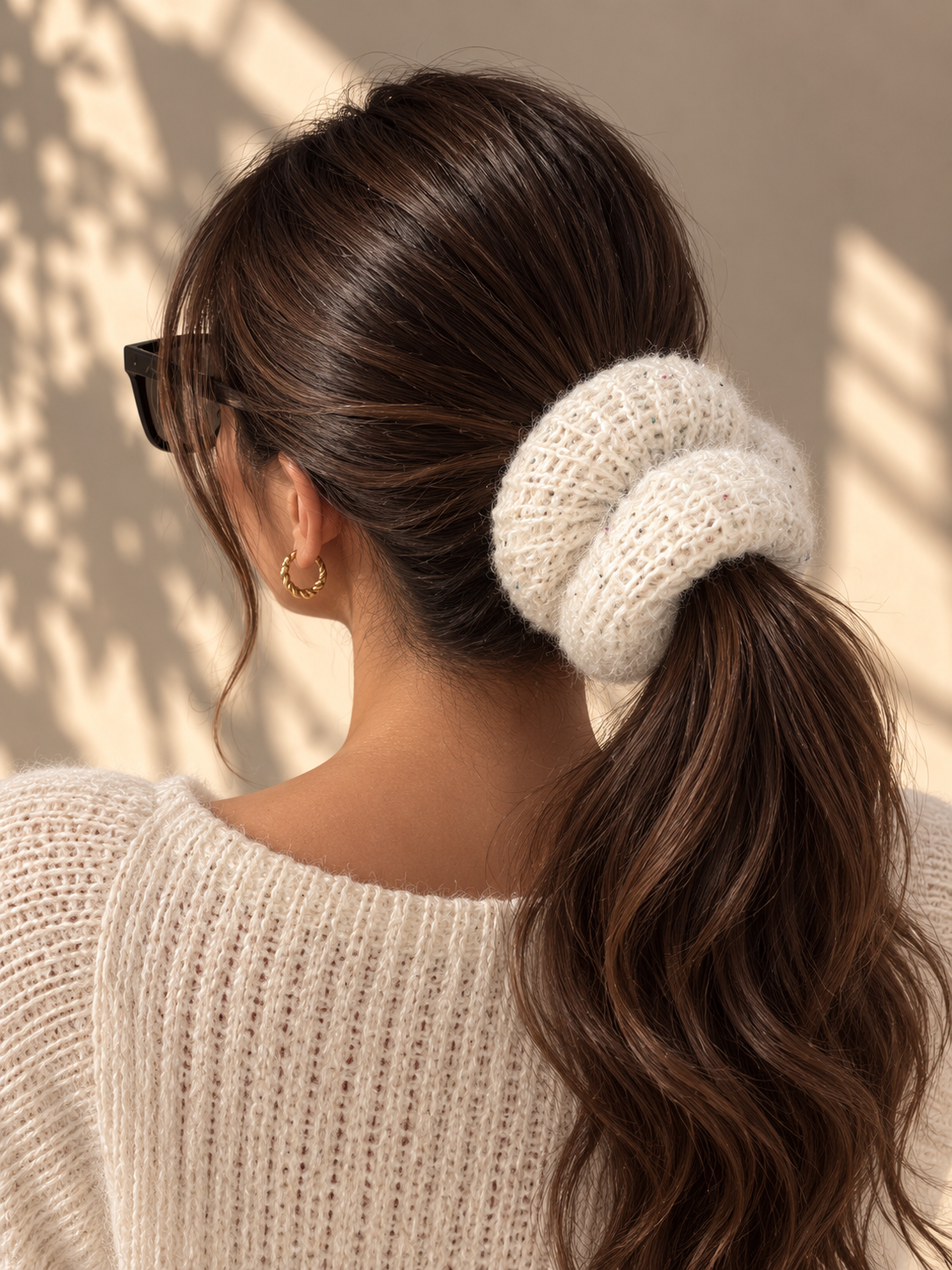 Handmade Mohair Scrunchie - Ivory White