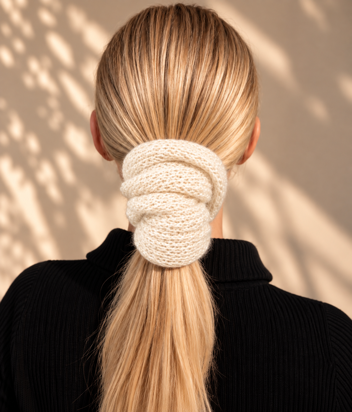 Handmade Mohair Scrunchie - Ivory White